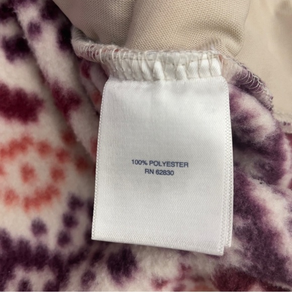 Lands End Heritage Quarter Snap Fleece Pullover Large Burgundy Orange Fair Isle - Picture 11 of 14